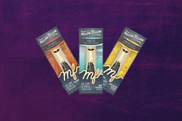 Three Mellow Fellow terp sauce vapes in Dream, Clarity, and Creativity blends