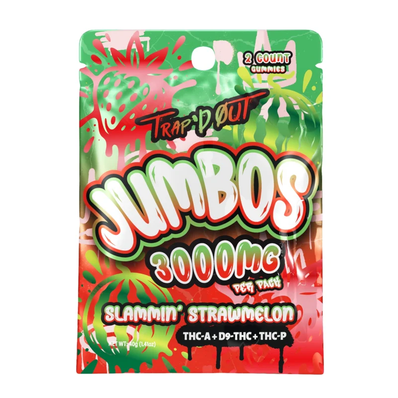 Trap’d Out Jumbos 3000mg Gummies – 2 Count High Potency THC-A + D9 + THC-P