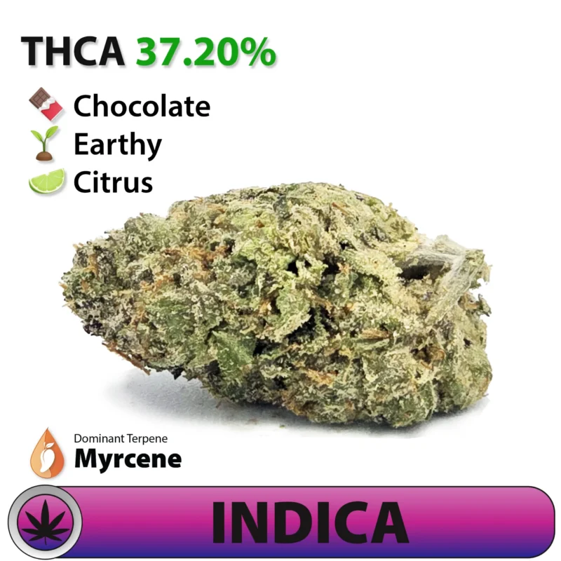 Frosted Brands Chocolate OG Indica THCA Flower – 37.20% THCA